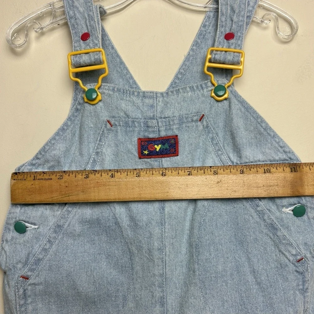 Vintage Gymboree XS 9-18 Months Light Wash Denim Colorful Bubble Romper